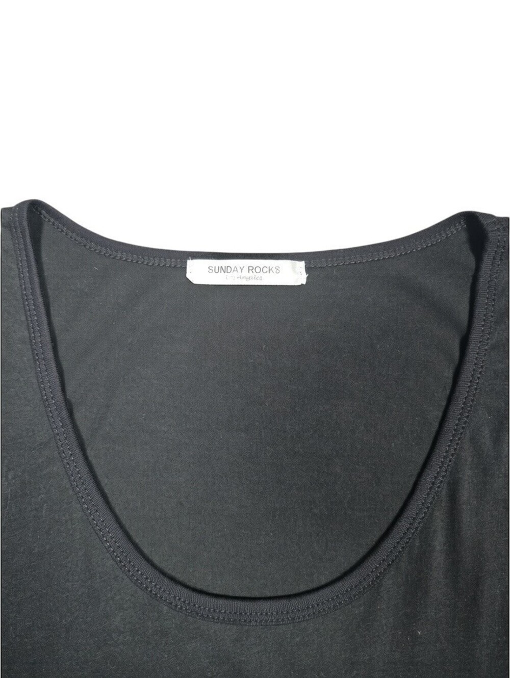 Black Faux Leather Panel Tank Top Casual Sleeveless Summer Streetwear Medium - Picture 2 of 4